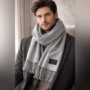 Cashmere Wool Unisex Scarf – Soft & Luxurious – Fringe Trim